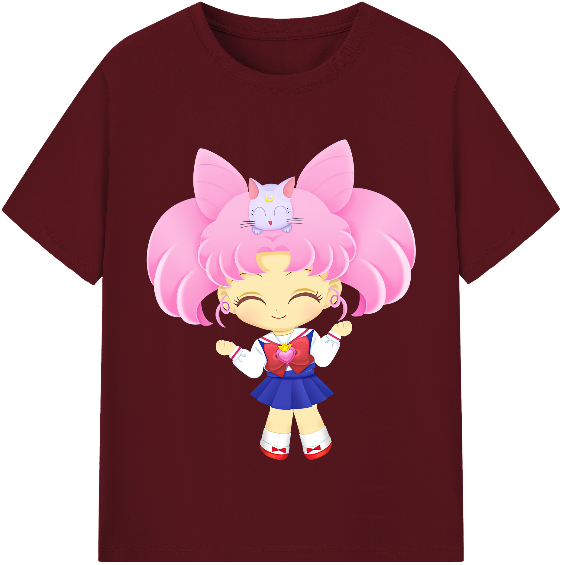 （画像用） 美少女戦士セーラームーン ちびうさ Sailor Moon Chibiusa Tsukino Usagi Small Lady Serenity 綿100％半袖Tシャツ（フロントプリント）
